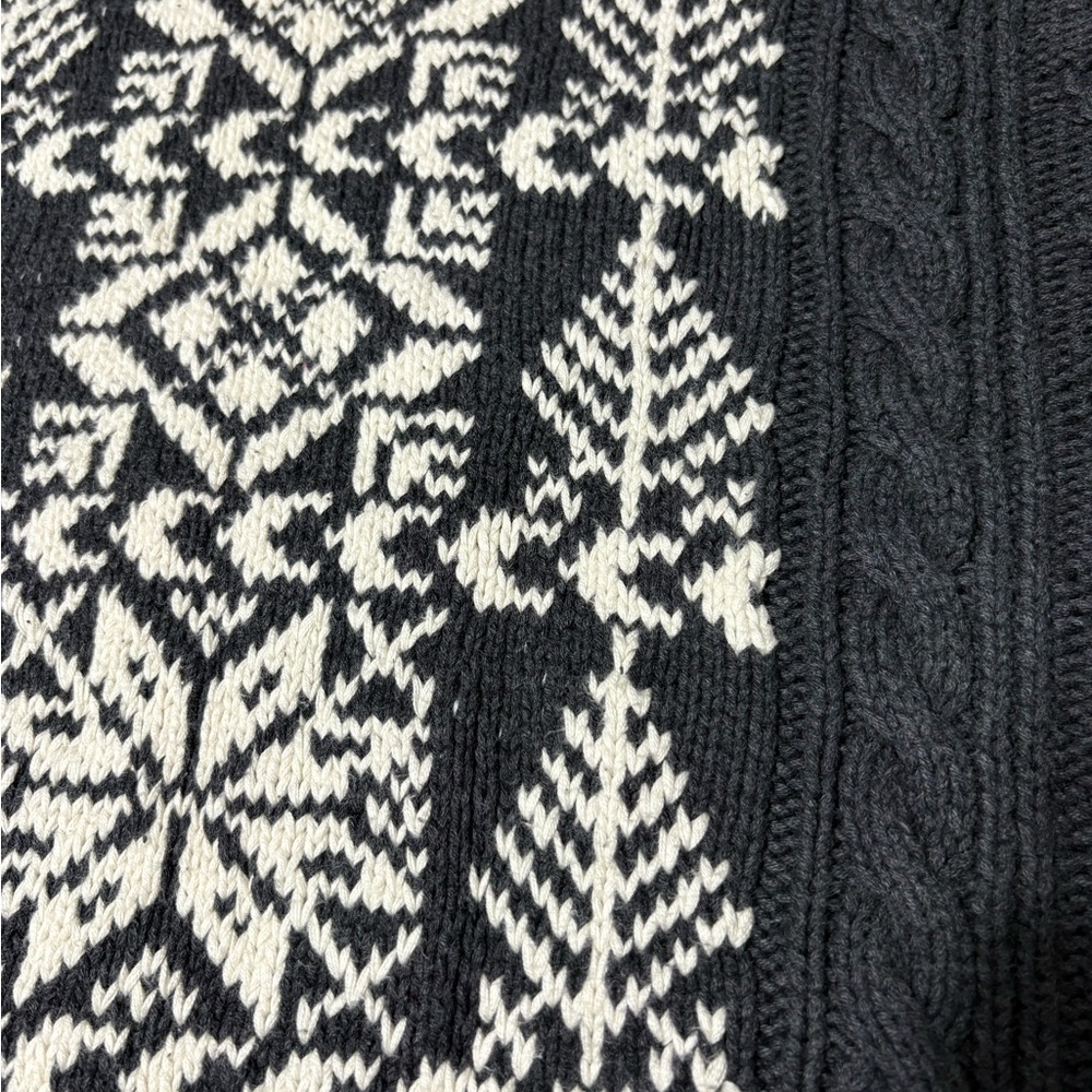 Vintage Hand Knit Men’s Heavyweight Nautica Charcoal Gray/Cream Cableknit Sweate - Picture 10 of 12